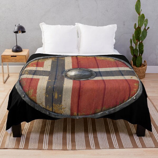 Item preview, Norwegian Viking Shield With Battle Worn Norway Flag designed and sold by HolidayT-Shirts.
