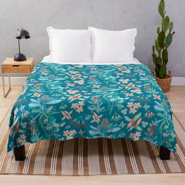 Item preview, Australian flower botanical pattern teal designed and sold by blueidesign.