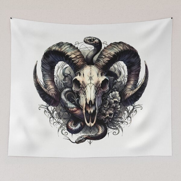 Item preview, Ram Skull and Snakes Gothic Dark Occult designed and sold by Oz64.