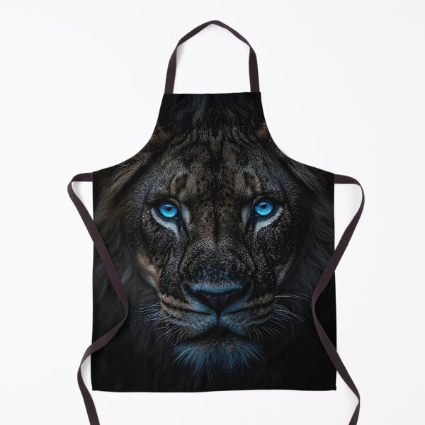 Item preview, Dark cinematic photo print of a lion with blue eyes designed and sold by dcrc.