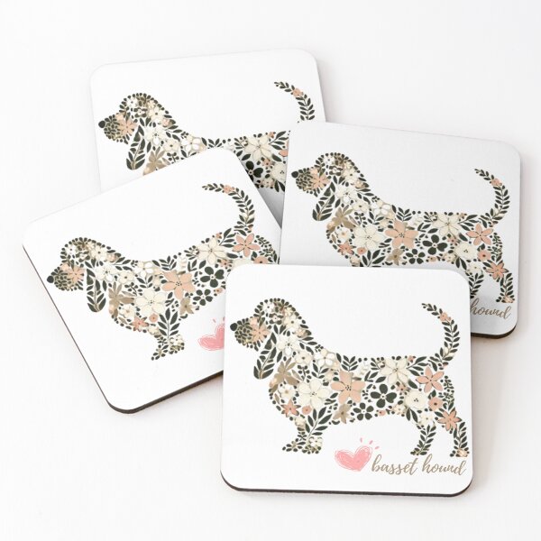 Item preview, Floral Basset Hound: Nature-Inspired Dog Silhouette designed and sold by yuxin2009.