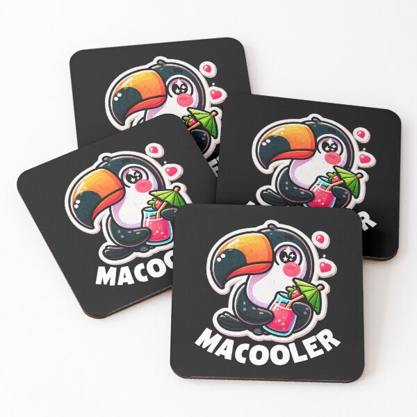 Item preview, Macooler Cool Toucan with Tropical Drink Kawaii Design designed and sold by Taans-Creation.
