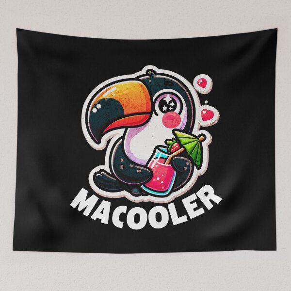 Item preview, Macooler Cool Toucan with Tropical Drink Kawaii Design designed and sold by Taans-Creation.