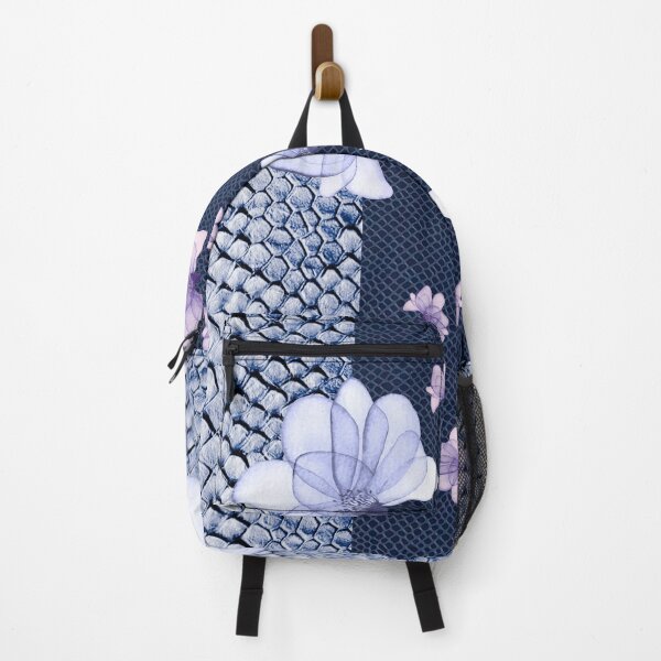 Vista previa del artículo con la obra «Pieles de serpiente azules con flores transparentes», diseñado y vendido por WhiteSoftPetals.