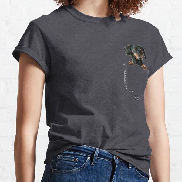 Cute Realistic Dachshund Puppy in Pocket Dog Lover Gift Classic T-Shirt