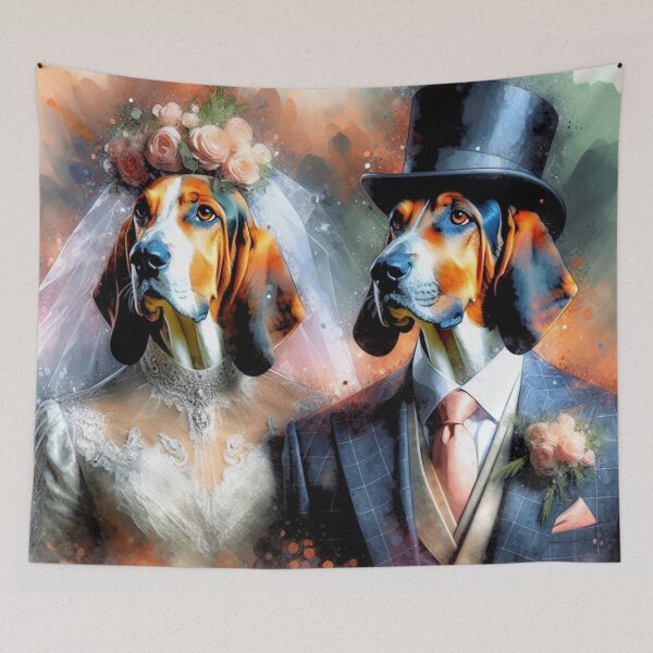 Item preview, Just Married American English Coonhound Couple designed and sold by Wags & Tails.