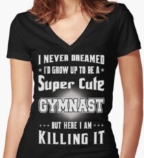 Super Cute Gymnast - Gymnast Lover Funny Gifts Women's Fitted V-Neck T-Shirt