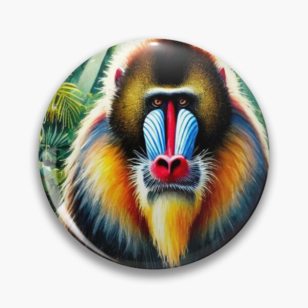 Item preview, Majestic Mandrill Watercolor in Tropical Forest designed and sold by takeng07.