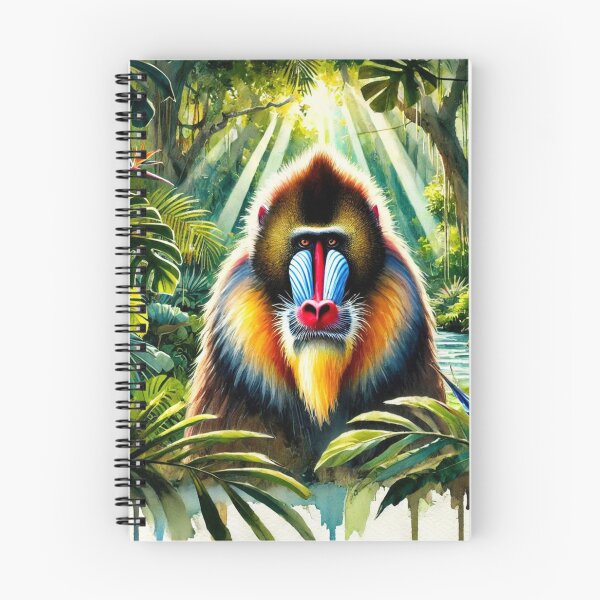 Item preview, Majestic Mandrill Watercolor in Tropical Forest designed and sold by takeng07.