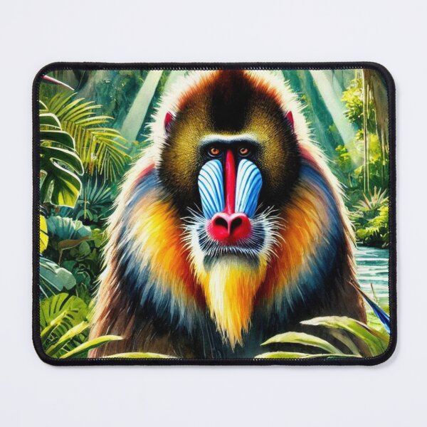 Item preview, Majestic Mandrill Watercolor in Tropical Forest designed and sold by takeng07.