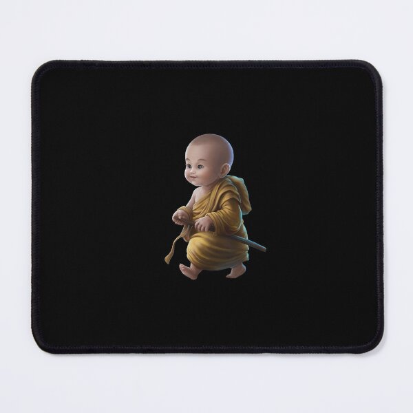 Item preview, Baby with a Pixelated area Over the Face, Dressed in Traditional Monk Attire with a staff in Hand designed and sold by macadolie.