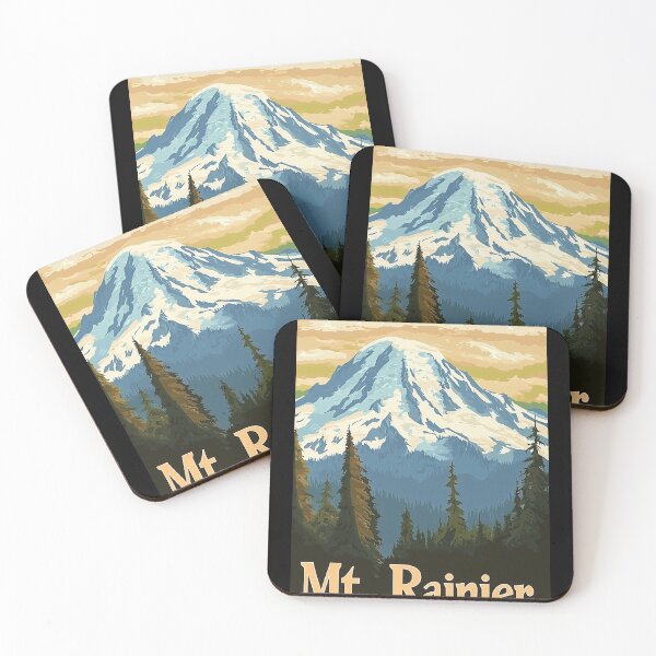 Item preview, Mount Rainier Vintage Travel Poster designed and sold by Boddicca.