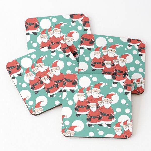Item preview, Group of Festive Santa's on Pastel Green Pattern designed and sold by Artistestella.
