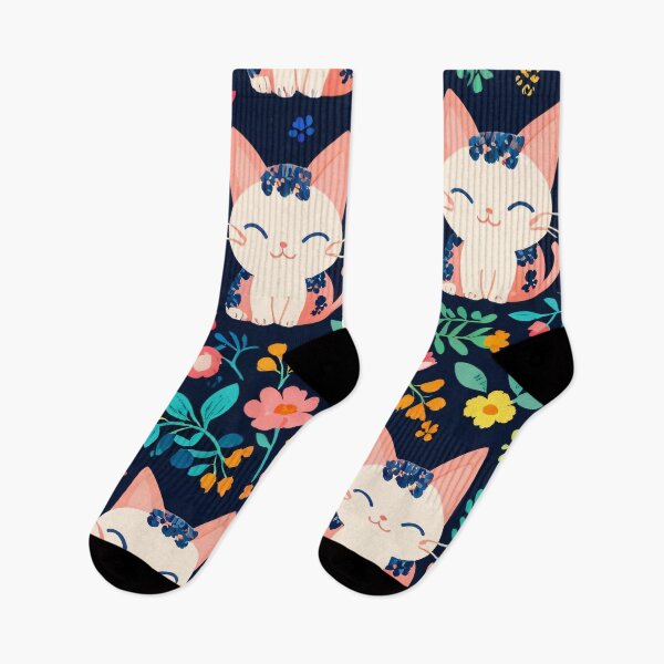 Item preview, cats and flowers designed and sold by KiraChie.