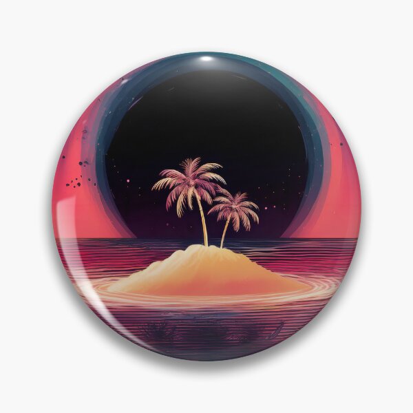 Item preview, Black hole surreal retro sunset over palm island designed and sold by analogsandpixel.