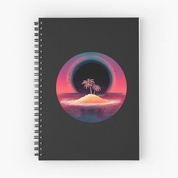 Item preview, Black hole surreal retro sunset over palm island designed and sold by analogsandpixel.