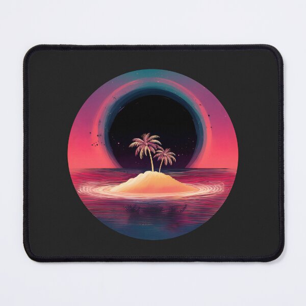 Item preview, Black hole surreal retro sunset over palm island designed and sold by analogsandpixel.