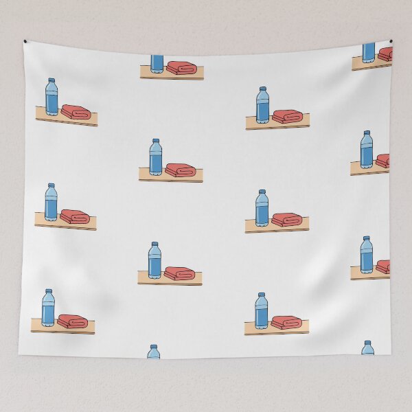 Item preview, Water bottle and towel placed on the table designed and sold by rasagamastore.