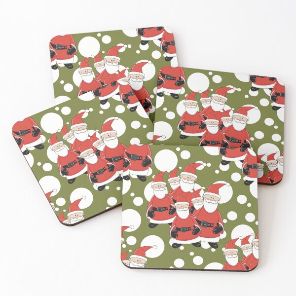 Item preview, Group of Festive Santa's on Green Pattern designed and sold by Artistestella.