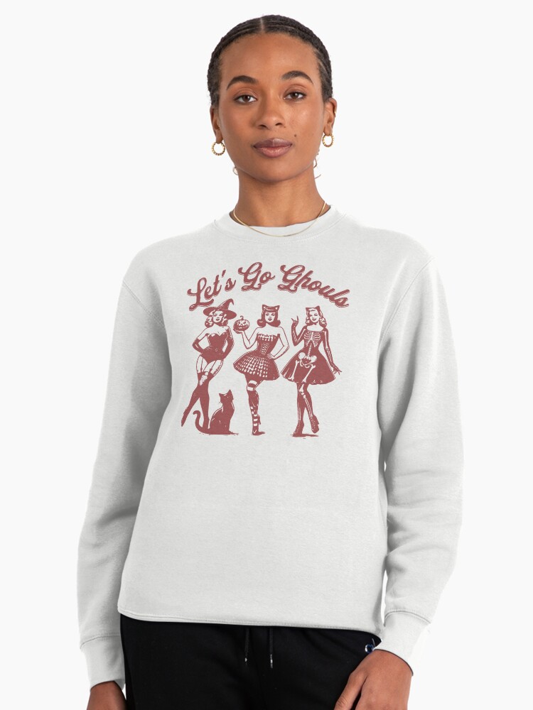 Lets Go Ghouls, Retro Vintage Halloween, Witchy Halloween Pullover Sweatshirt