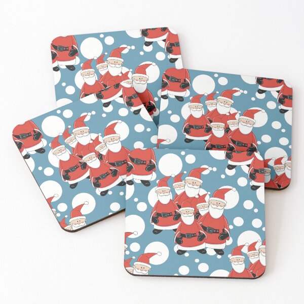 Item preview, Group of Festive Santa's on Blue Pattern designed and sold by Artistestella.
