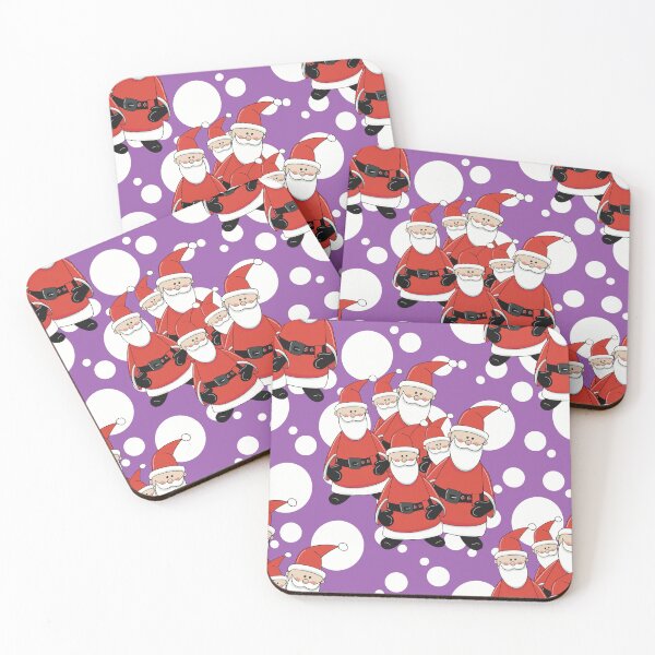Item preview, Group of Festive Santa's on Purple Pattern designed and sold by Artistestella.