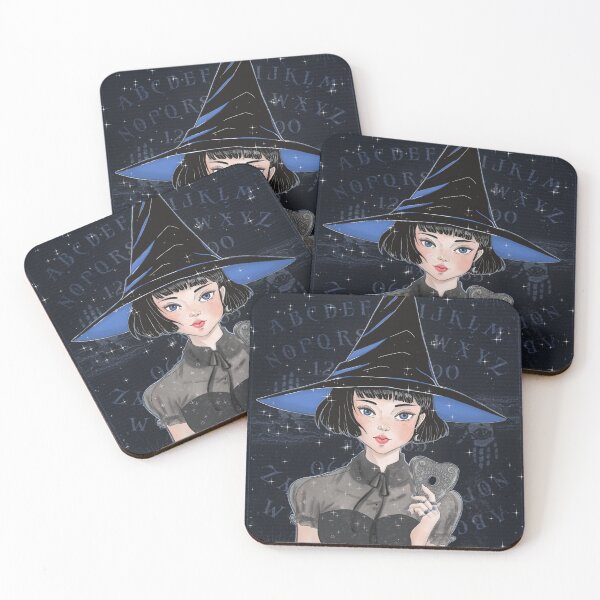 Item preview, Cute gothic witch with Ouija table designed and sold by ombradellaluna.