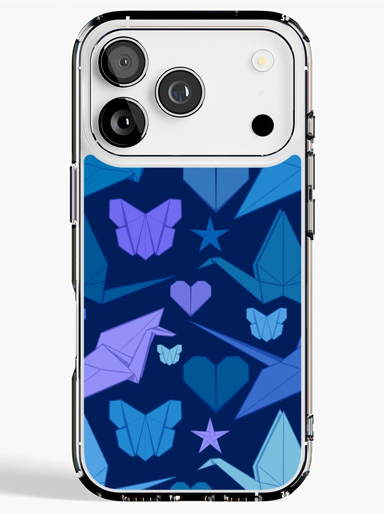 Thumbnail 1 of 5, iPhone Case, Origami Pattern - Blue designed and sold by RorisRealms.