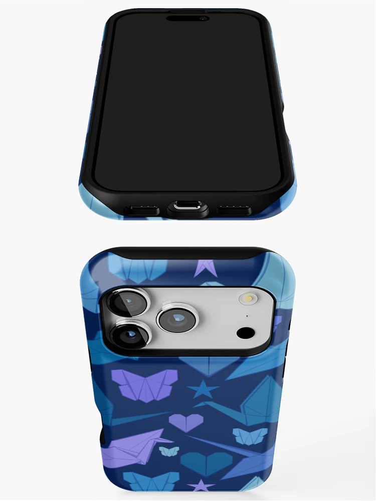 Thumbnail 3 of 4, iPhone Case, Origami Pattern - Blue designed and sold by RorisRealms.