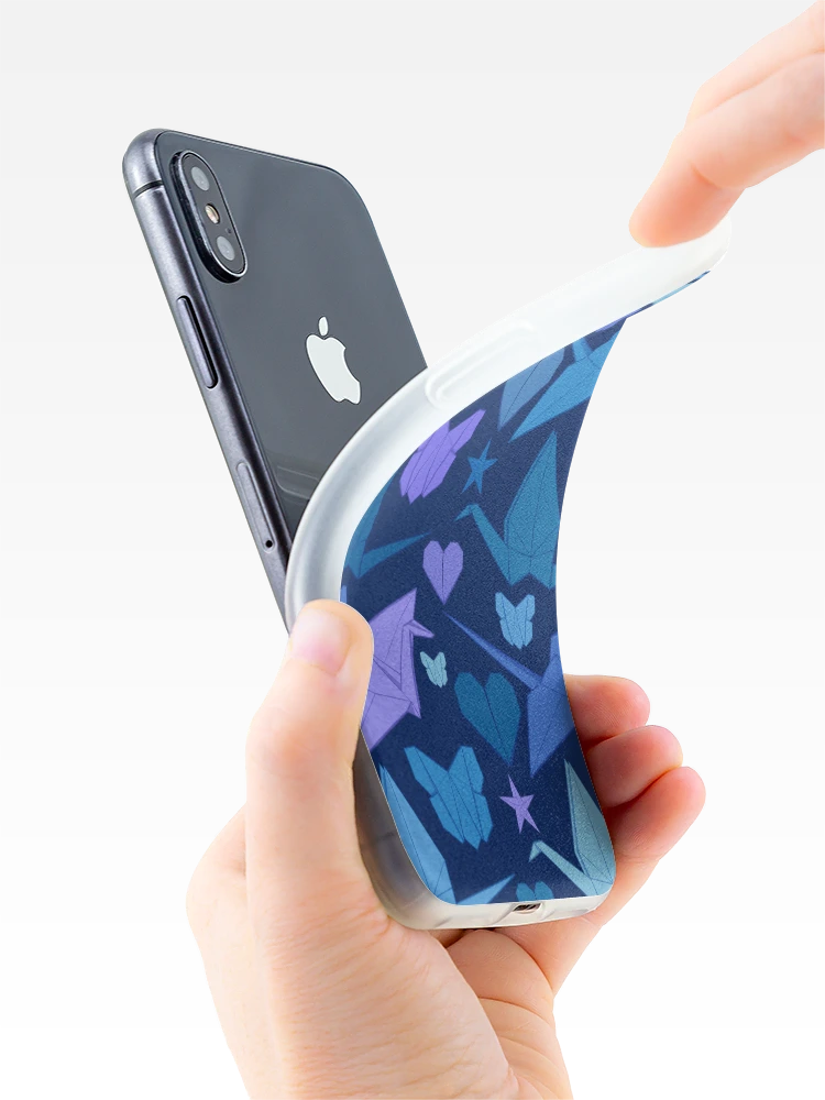 Thumbnail 4 of 5, iPhone Case, Origami Pattern - Blue designed and sold by RorisRealms.