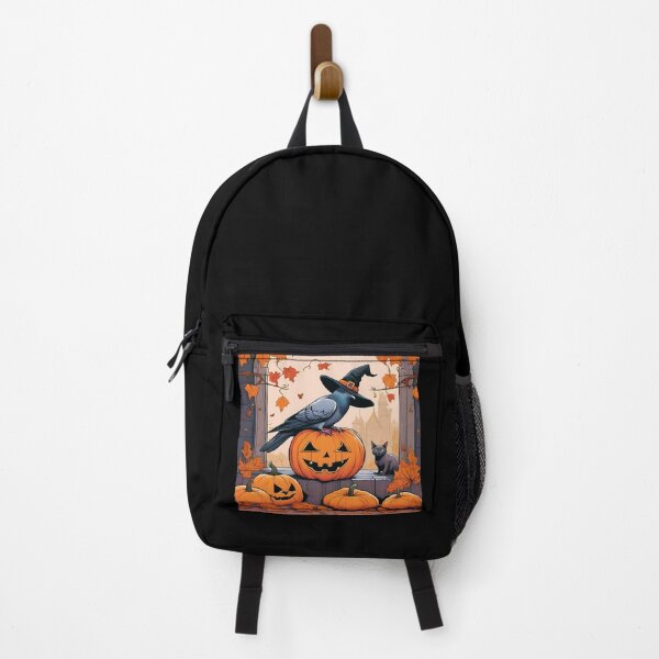 Item preview, Paloma con sombrero de bruja y gato como calabazas de Halloween designed and sold by JustCrazyPigeon.