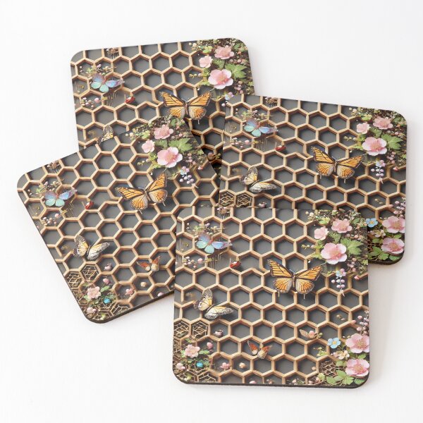 Item preview, Intricate Kumiko Lattice with Butterflies and Flowers designed and sold by SakuraJapanArt.