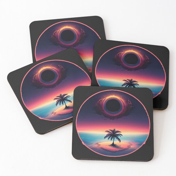 Item preview, Surreal retro sunset black hole over a lone palm designed and sold by analogsandpixel.
