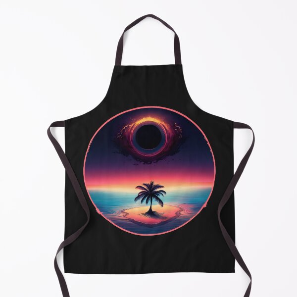Item preview, Surreal retro sunset black hole over a lone palm designed and sold by analogsandpixel.