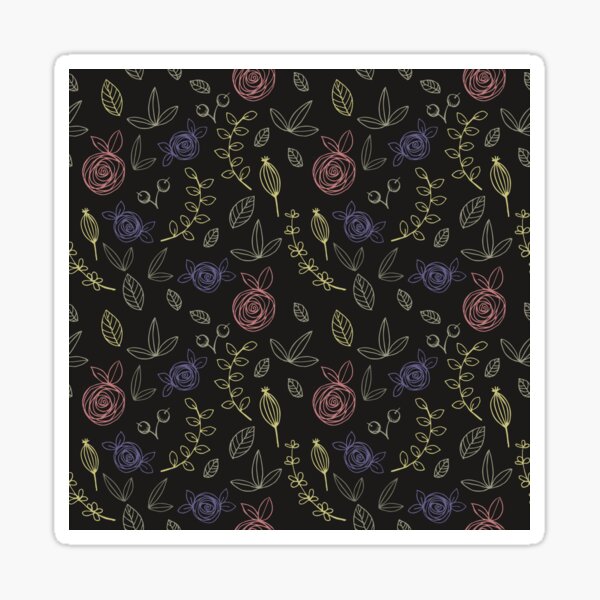Floral doodle (dark) Sticker