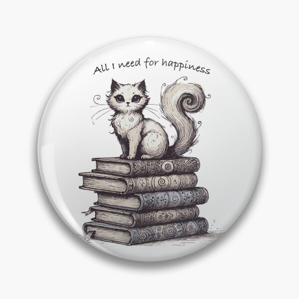 Artikelvorschau, alles was ich zum Glück brauche - Katze und Bücher entworfen und verkauft von Hekatecreation.