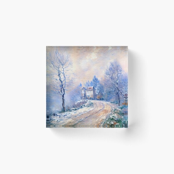 Aperçu de l'œuvre L'entrée de Giverny sous la neige - Beauté et tranquillité créée et vendue par artdesignsnow.