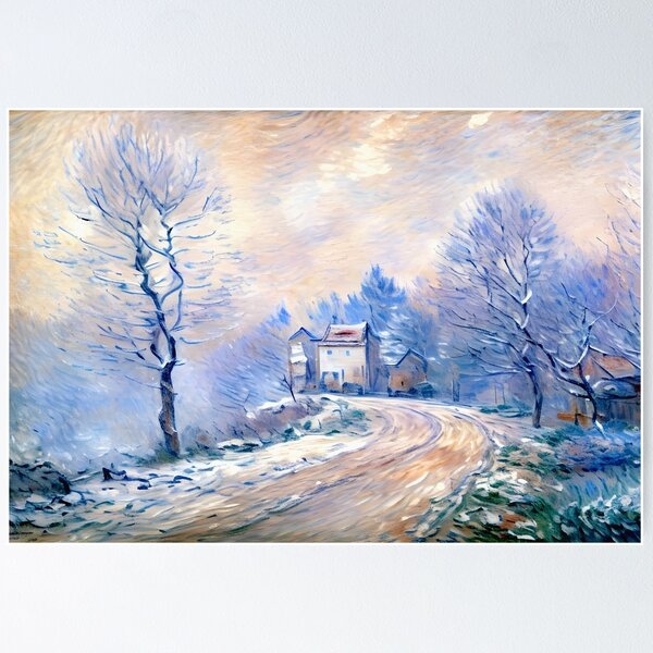 Aperçu de l'œuvre L'entrée de Giverny sous la neige - Beauté et tranquillité créée et vendue par artdesignsnow.