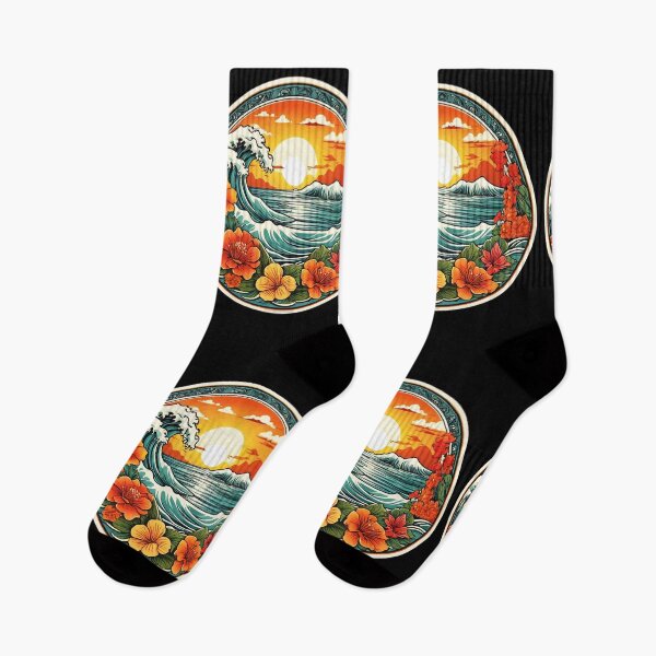 Item preview, Hawaiian Sunset and Ocean Waves with Orchids designed and sold by NautiChic.