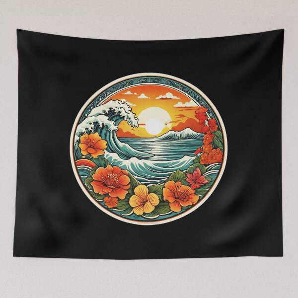 Item preview, Hawaiian Sunset and Ocean Waves with Orchids designed and sold by NautiChic.