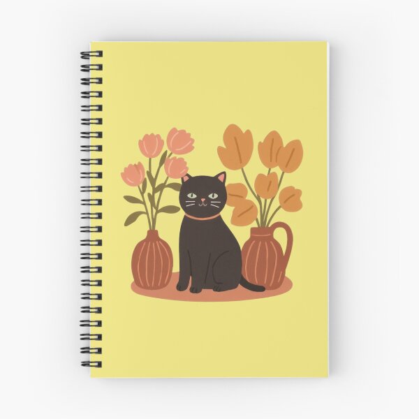 Item preview, Cute funny chubby kitty is arranging bouquets with autumn leaves and flowers in vases. designed and sold by SaraSumi.