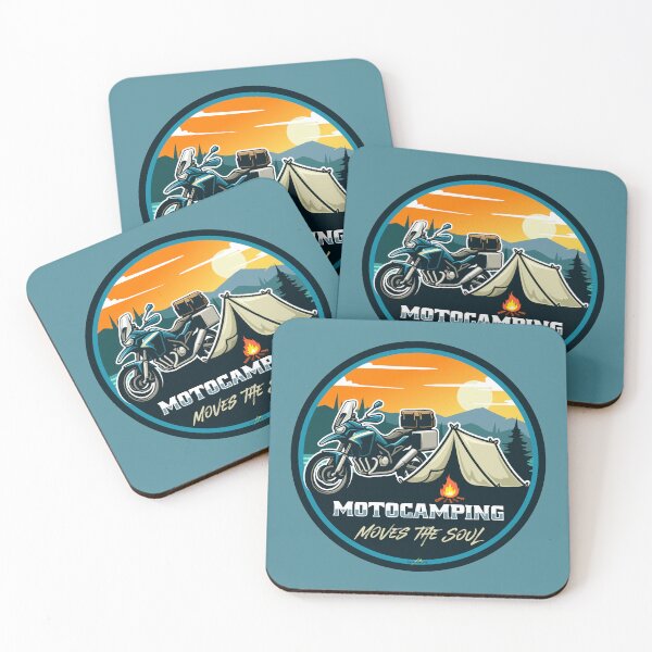 Item preview, Motocamping Motorcycle Camping Sticker T-Shirt 01 designed and sold by OuterShellUK.
