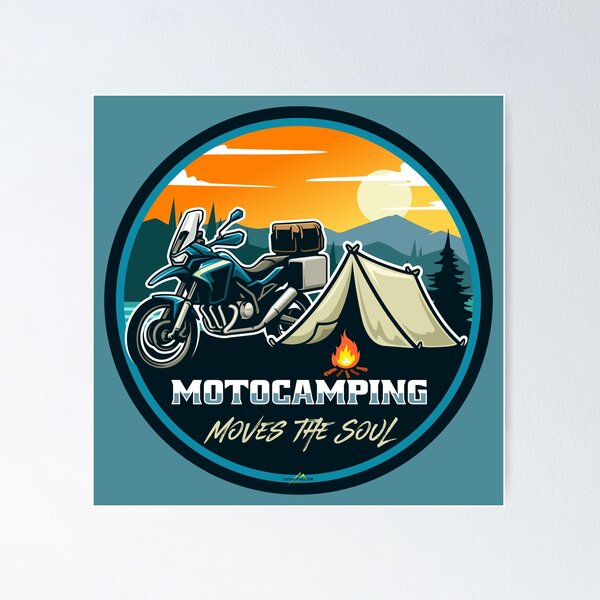 Item preview, Motocamping Motorcycle Camping Sticker T-Shirt 01 designed and sold by OuterShellUK.