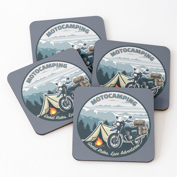 Item preview, Motocamping Motorcycle Camping Sticker T-Shirt 02 designed and sold by OuterShellUK.