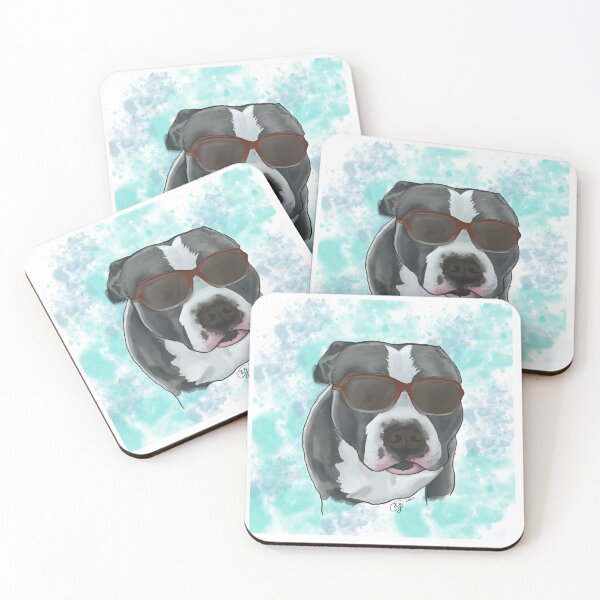 Item preview, American Staffy with Glasses, Watercolour  designed and sold by HelenaGale.