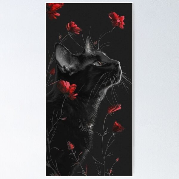 Black cat paint Poster