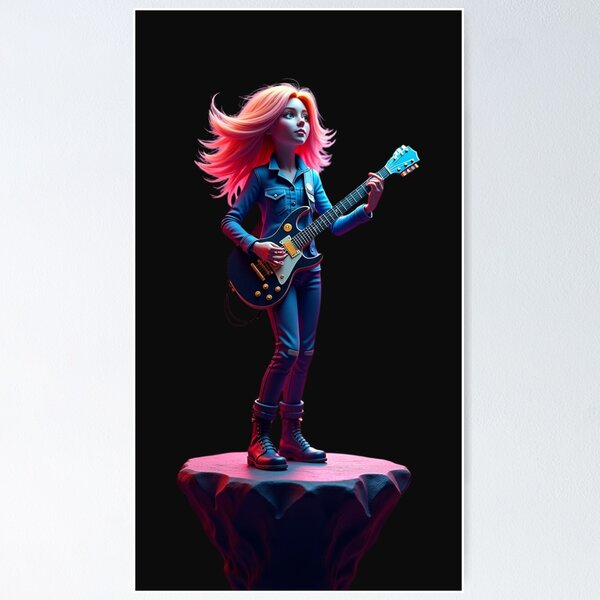 Artikelvorschau, Episches 3D-Rockergirl, bereit zum Shredden! entworfen und verkauft von eliteandhonor.