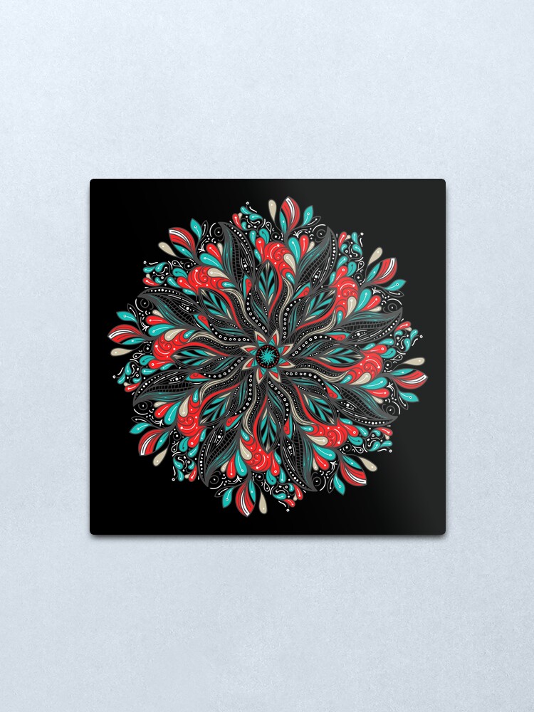 Vista alternativa de Lámina metálica Mandala Flowers
