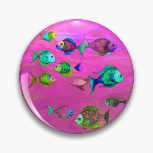 Item preview, Pink Beach Decor and Style - Boho Fish in Hot Pink Ocean designed and sold by Beachy.