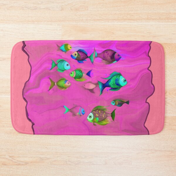 Item preview, Pink Beach Decor and Style - Boho Fish in Hot Pink Ocean designed and sold by Beachy.